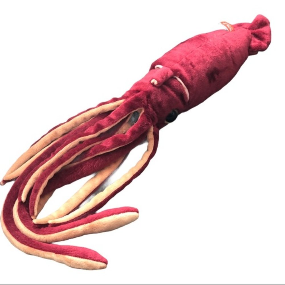 NWT Wild Republic wine plush Squid 31” glass eyes
